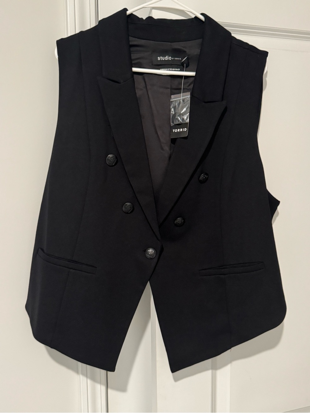 torrid Black Double-Breasted Sleeveless Blazer Vest